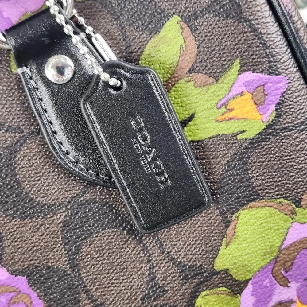 Coach Rowan Satchel Crossbody Bag Leather Rose Floral Print & Medium Wallet